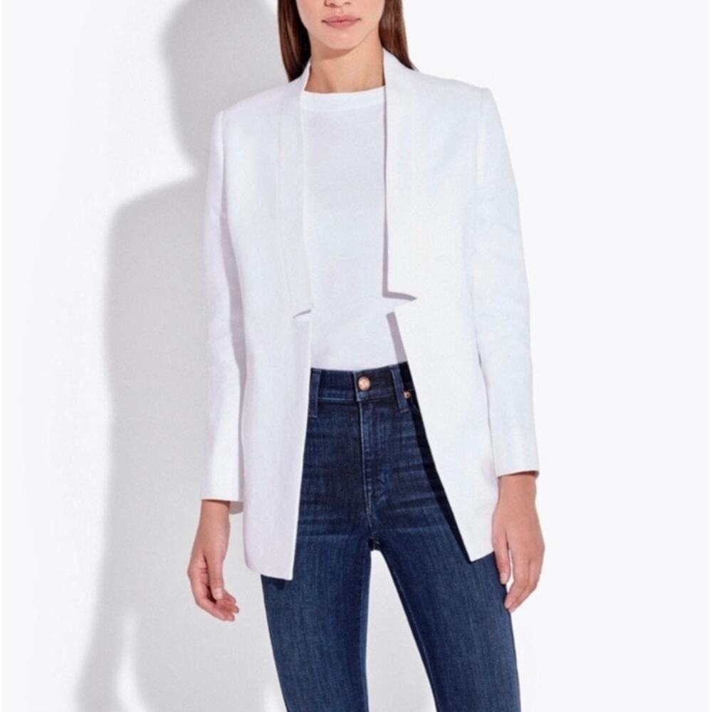 AYR The Coup Blazer In White Linen Jacket Women’s US Size 12 Modern Minimalist
